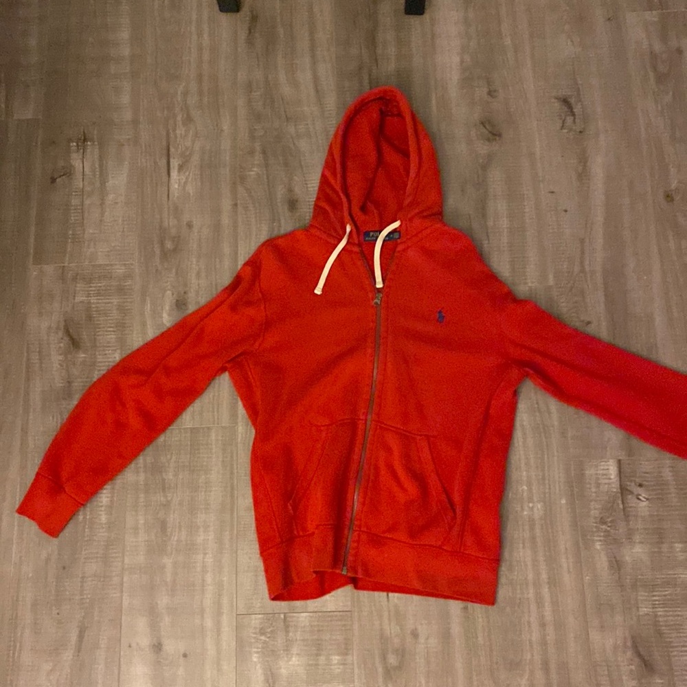 Red Polo Zip Up Hoodie